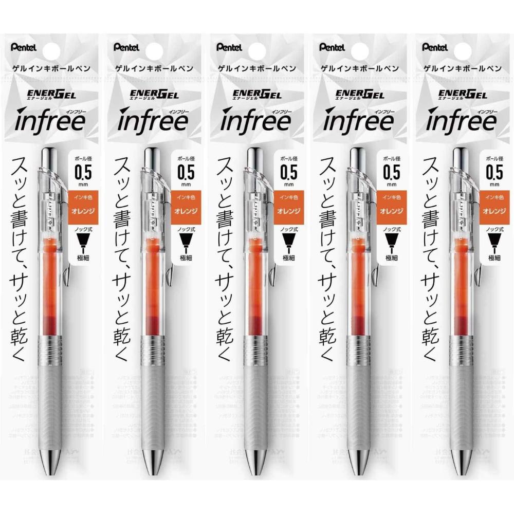 imagePentel XBLN75TLCA EnerGel Ink Ballpoint Pen 05 Blue Black 5 Piecesorange