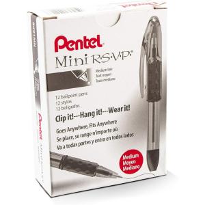 Pentel RSVP Mini Ballpoint Pen, (1.0mm) Medium Line, Orange Ink, 12 pack (BK91MNF-F)(Violet Ink)