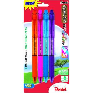 Pentel R.S.V.P. RT Colors New Retractable Ballpoint Pen, Medium Line, Blue Ink, 6 Pack (BK93CRBP6C)(Assorted 1)