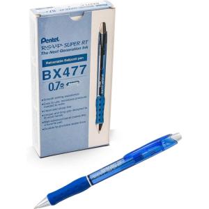Pentel RSVP Super RT Ballpoint Pen, (1.0mm) Medium Line, Violet Ink, Box of 12 (BX480-V)(Blue)