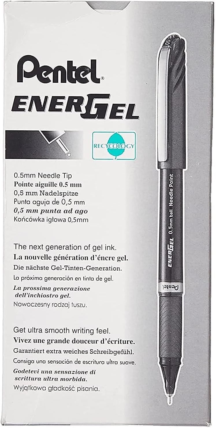 imagePentel EnerGel NV Gel Ink Pen 05mm Fine Point Capped Needle Tip Black Ink Box of 12 BLN25ABlack