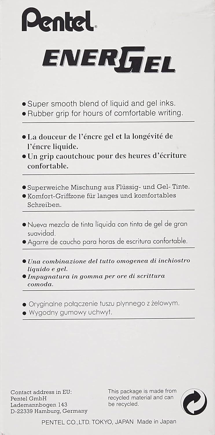 imagePentel EnerGel NV Gel Ink Pen 05mm Fine Point Capped Needle Tip Black Ink Box of 12 BLN25ABlack