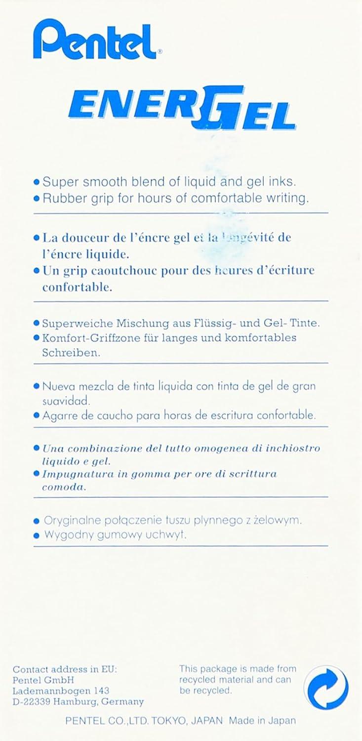 imagePentel EnerGel NV Gel Ink Pen 05mm Fine Point Capped Needle Tip Black Ink Box of 12 BLN25ABlue