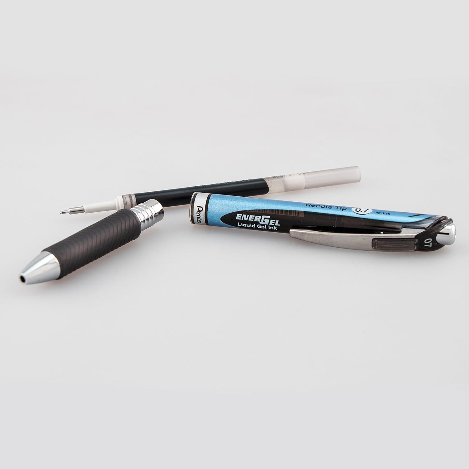 imagePentel EnerGel RTX Retractable Liquid Gel Pen 05mm Fine Line Metal Tip Assorted Ink Colors Pack of 5 BLN75BP5MBlack