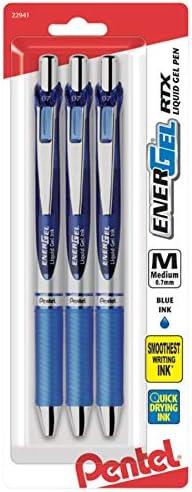 imagePentel EnerGel RTX Retractable Liquid Gel Pen 05mm Fine Line Metal Tip Assorted Ink Colors Pack of 5 BLN75BP5MBlack