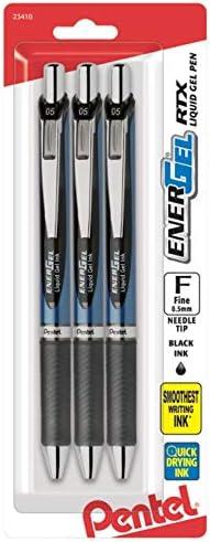 imagePentel EnerGel RTX Retractable Liquid Gel Pen 05mm Fine Line Metal Tip Assorted Ink Colors Pack of 5 BLN75BP5MBlack