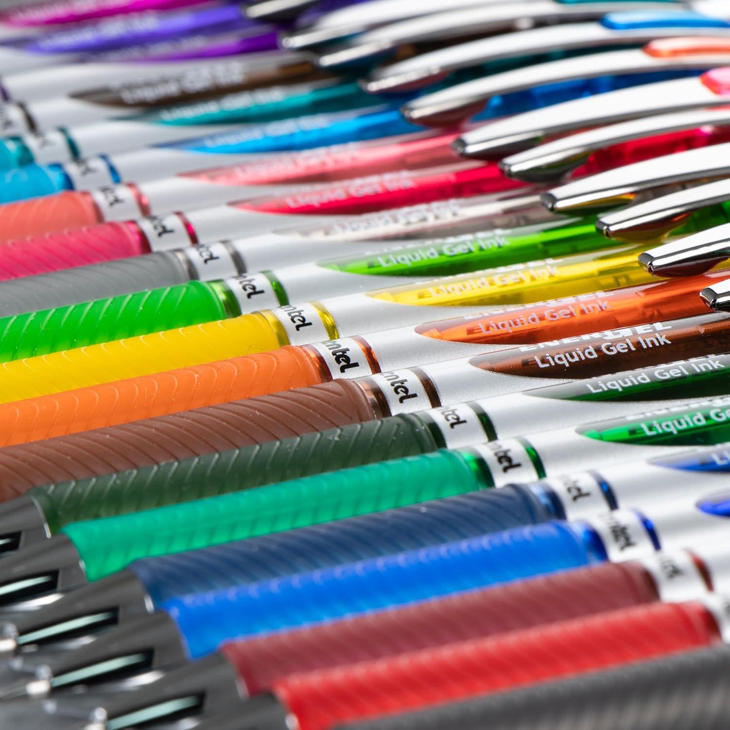 imagePentel EnerGel Retractable Liquid Gel Pens Medium Point 07 mm Silver Barrel Violet Ink Pack Of 12Silver