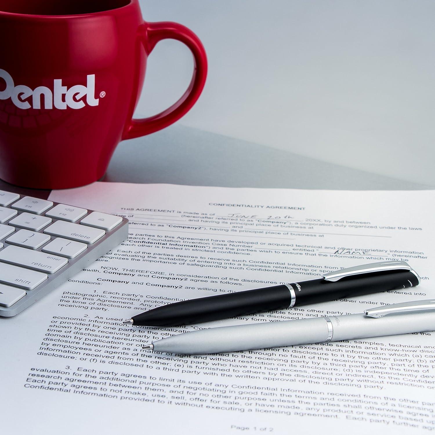 imagePentel EnerGel Style Gel Pen 07mm Medium Line Black Barrel BL2007AABXGold