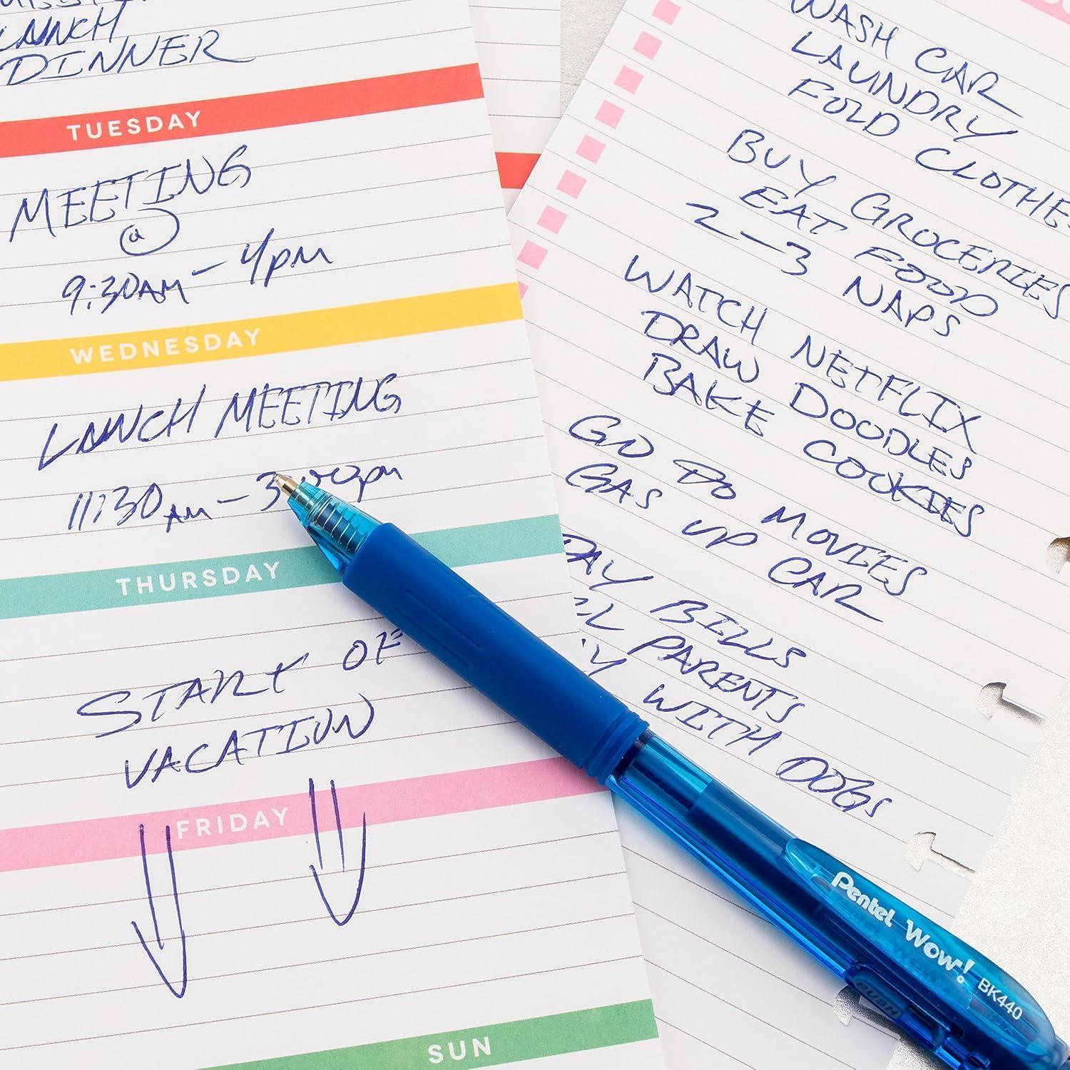 imagePentel WOW 10mm Medium Point Triangle Pens Pack of 18 9 Black ampamp 9 Blue Retractable Ballpoint Pen Model Wow Bk440