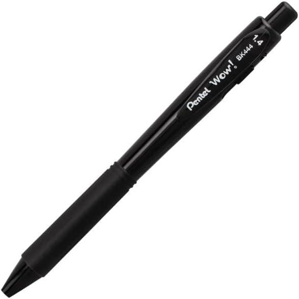 imagePentel Wow Retractable Super Smooth Ballpoint Pen 14mm Bold Line Triangular Barrel Black Ink 12 Pack