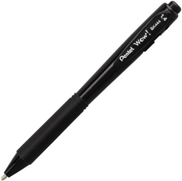 imagePentel Wow Retractable Super Smooth Ballpoint Pen 14mm Bold Line Triangular Barrel Black Ink 12 Pack