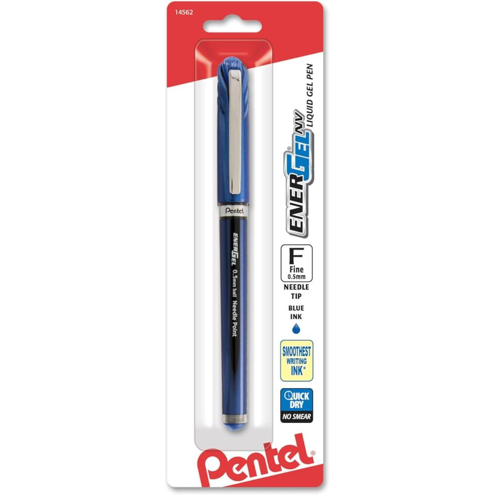 imagePentel EnerGel NV Gel Ink Pen 05mm Fine Point Capped Needle Tip Black Ink Box of 12 BLN25ABlue