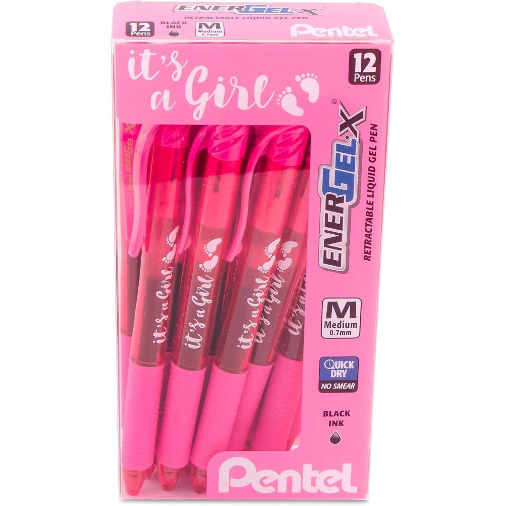 imagePentel EnerGelX Retractable Gel Pen 07mm Med line Sky Blue Ink Its a Boy Dozen Box BL107SPC12Girl