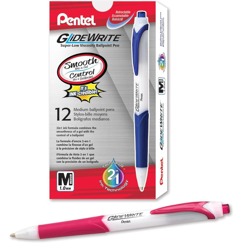 imagePentel GlideWrite Ballpoint Pen 10mm Medium Line Assorted Ink Pack of 14 BX910BP14M1Pink