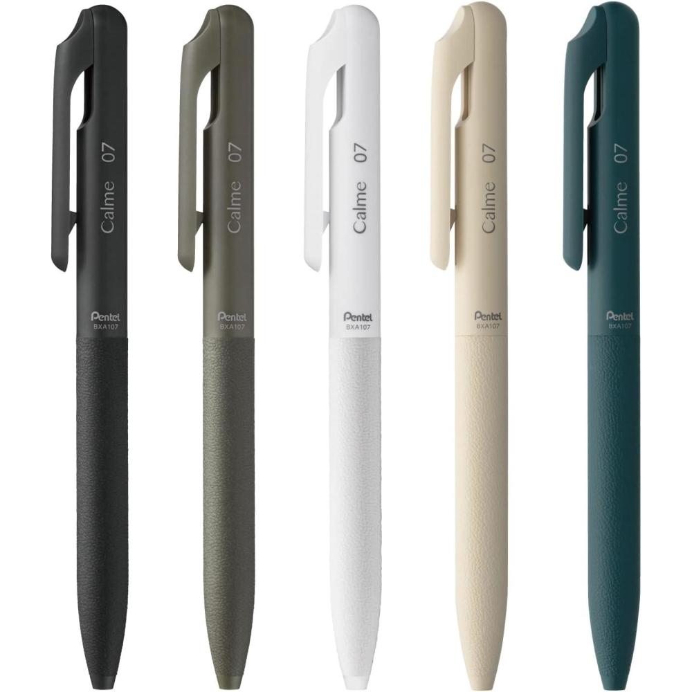 imagePentel Oil Based Ballpoint Pen Calme 07mm Black Black Ink 5 Count XBXA107AASet of 5 colors