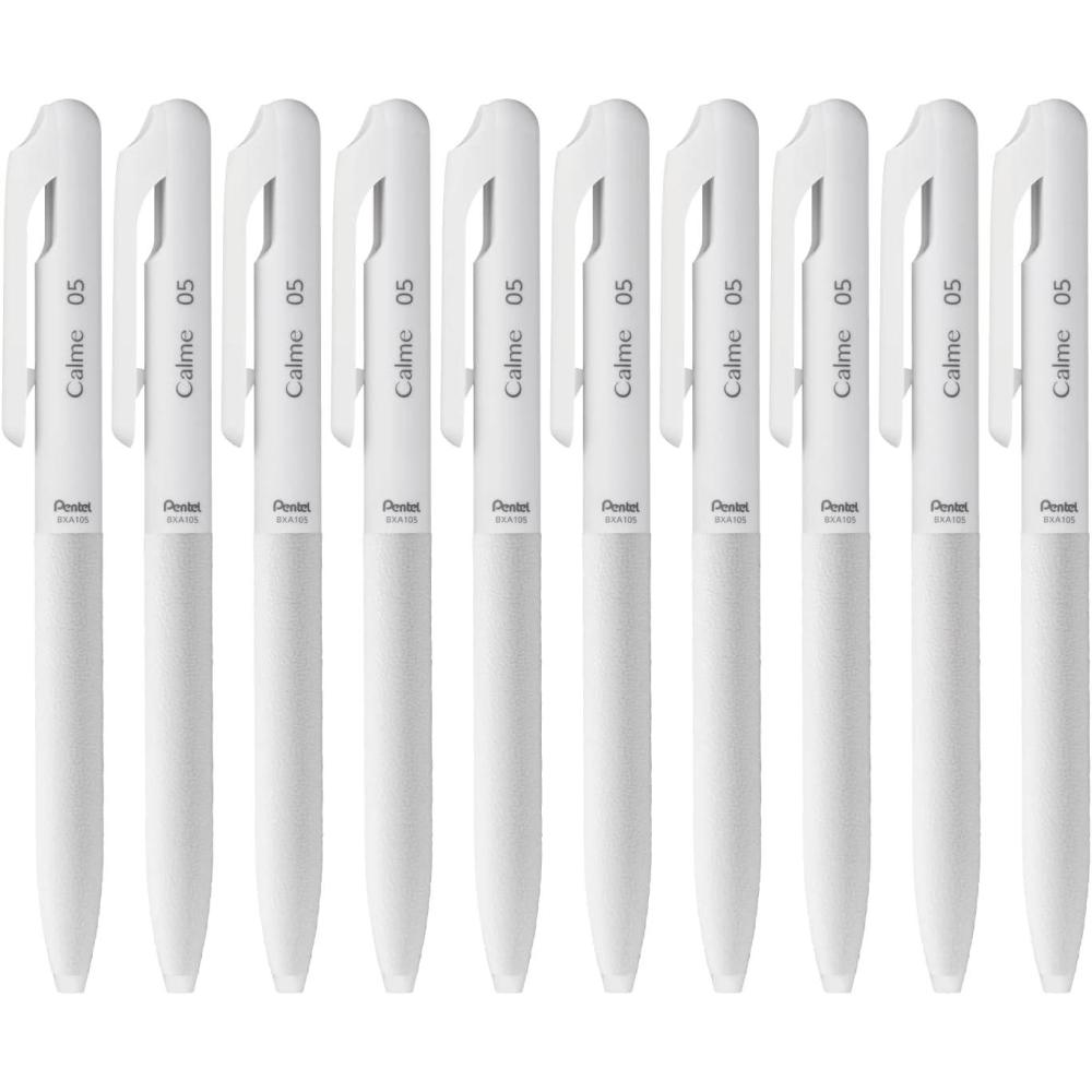 imagePentel Oil Based Ballpoint Pen Calme 07mm Black Black Ink 5 Count XBXA107AAWhite Shaft