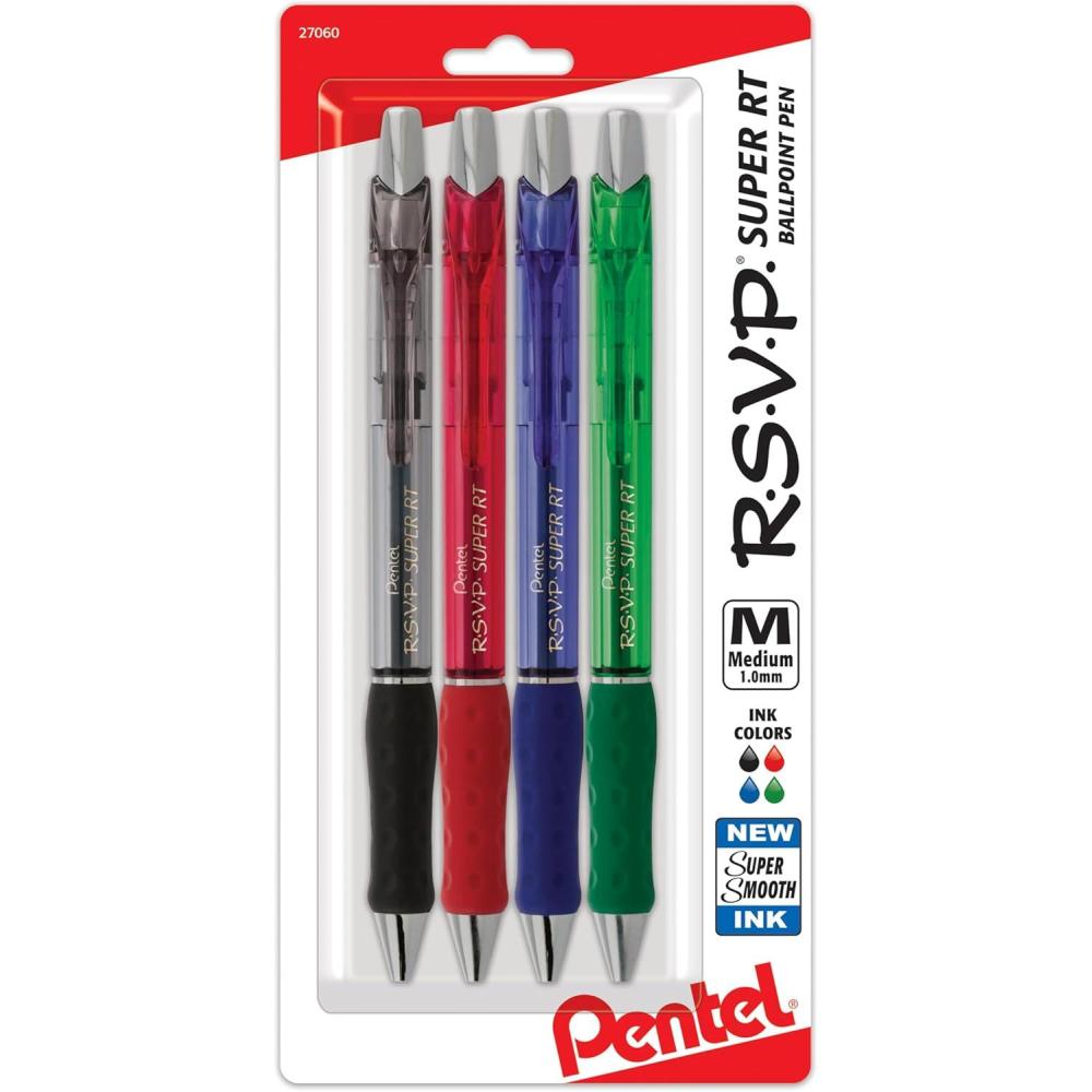 imagePentel RSVP Super RT Ballpoint Pen 10mm Medium Line Blue Ink 2Pk  BX480BP2CMix 1