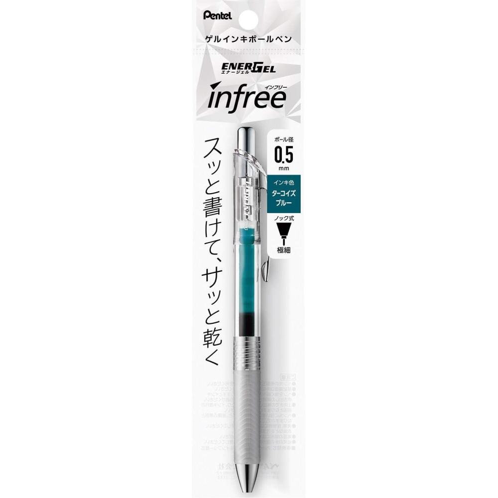 imagePentel XBLN75TLS3 EnerGel Ballpoint Pen 05mm Turquoise Blue