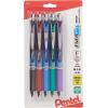 Pentel EnerGel RTX Retractable Liquid Gel Pen, (0.5mm), Fine Line, Metal Tip, Assorted Ink Colors, Pack of 5 (BLN75BP5M)(Assorted)
