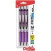 Pentel® Energel® Deluxe RTX Gel Pens, Medium Point, 0.7 mm, Assorted Barrels, Black Ink, Pack Of 3(Purple)