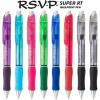 Pentel RSVP Super RT Ballpoint Pen, (0.7mm) Fine Line, Assorted Ink Colors, 8 Pack with Bonus Black Ink Pen