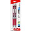 Pentel® EnerGel RTX Pens, 0.3 mm, Needle Point, Black Ink, Pack Of 3(Red)