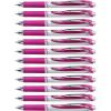Pentel® EnerGel™ Retractable Liquid Gel Pens, Medium Point, 0.7 mm, Silver Barrel, Violet Ink, Pack Of 12(Magenta)