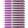 Pentel® EnerGel™ Retractable Liquid Gel Pens, Medium Point, 0.7 mm, Silver Barrel, Violet Ink, Pack Of 12(Silver)