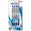 Pentel Pens, GlideWrite Ballpoint Pen with TechniFLO Ink – 4 pack of BLUE Ink Pens 1.0mm with Retractable Barrel Design – Easy Grip & Smooth Writing, Metal Tip, Medium point pen.blue and black i