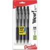 Pentel WOW! Retractable Ballpoint Pens, Medium Line, Black Ink, 4 Pack (BK440BP4A)