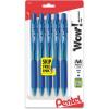 Pentel WOW! Retractable Ballpoint Pens, Medium Line, Blue Ink, 5 Pack (BK440BP5C)