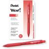 Pentel® WOW!™ Retractable Ballpoint Pens, Medium Point, 1.0 mm, Transparent Red Barrels, Red Ink, Pack Of 12(1 Count (Pack of 12))
