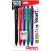 Pentel Wow! Retractable Ballpoint Pen, (1.4mm) Bold Line, Assorted Ink Colors, 5 Pack