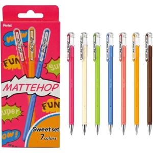 Pentel Ballpoint Pen Color Matte Hop Complete Set, 21 Colors K110-V21ST(7 Colors Sweet)