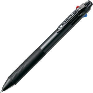 Pentel Ballpoint Pen Vicuna, Fine, Black, Red, Blue, Green, Black (BXC47A)(Black)