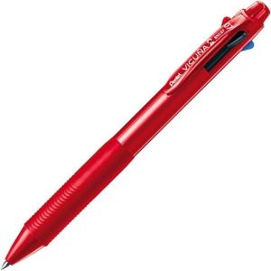 Pentel Ballpoint Pen Vicuna, Fine, Black, Red, Blue, Green, Black (BXC47A)(Red)