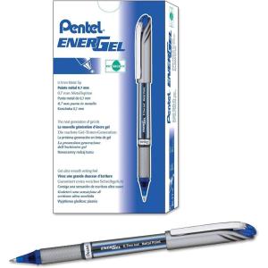 Pentel EnerGel NV Gel Ink Pen, (0.7mm), Medium Point Capped, Metal Tip, Blue Ink, Box of 12 (BL27-C)(12 Count (Pack of 1))