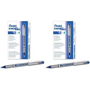 Pentel EnerGel NV Gel Ink Pen, (0.7mm), Medium Point Capped, Metal Tip, Blue Ink, Box of 12 (BL27-C)(12 Count (Pack of 2))