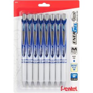 Pentel EnerGel Pearl Retractable Liquid Gel Pen, 0.7mm, Medium Line, Blue Ink, 8-Pk (BL77PWBP8C)