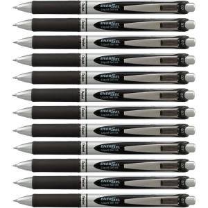 Pentel® EnerGel™ Retractable Liquid Gel Pens, Medium Point, 0.7 mm, Silver Barrel, Violet Ink, Pack Of 12(Black)
