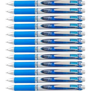 Pentel® EnerGel™ Retractable Liquid Gel Pens, Medium Point, 0.7 mm, Silver Barrel, Violet Ink, Pack Of 12(Blue)