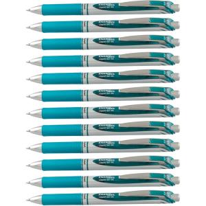 Pentel® EnerGel™ Retractable Liquid Gel Pens, Medium Point, 0.7 mm, Silver Barrel, Violet Ink, Pack Of 12(Turquoise)