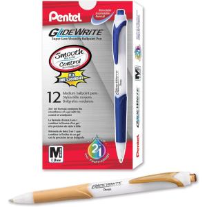 Pentel GlideWrite Ballpoint Pen, (1.0mm) Medium Line, Assorted Ink, Pack of 14 (BX910BP14M1)(Antique Gold)