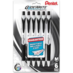 Pentel GlideWrite Ballpoint Pen, (1.0mm) Medium Line, Assorted Ink, Pack of 14 (BX910BP14M1)(Black)