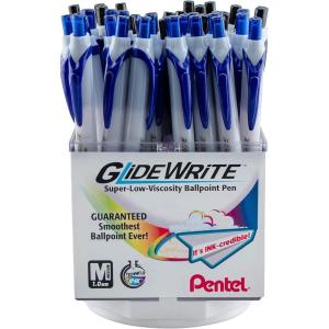 Pentel GlideWrite Ballpoint Pen, (1.0mm) Medium Line, Assorted Ink, Pack of 14 (BX910BP14M1)(Black/Blue)