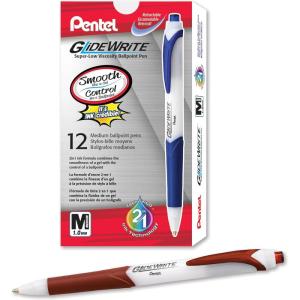 Pentel GlideWrite Ballpoint Pen, (1.0mm) Medium Line, Assorted Ink, Pack of 14 (BX910BP14M1)(Brown)