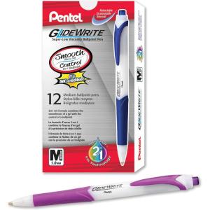 Pentel GlideWrite Ballpoint Pen, (1.0mm) Medium Line, Assorted Ink, Pack of 14 (BX910BP14M1)(Magenta)