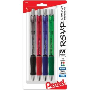 Pentel RSVP Super RT Ballpoint Pen, (1.0mm) Medium Line, Blue Ink, 2-Pk – BX480BP2C(Mix 1)