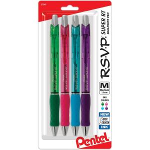 Pentel RSVP Super RT Ballpoint Pen, (1.0mm) Medium Line, Blue Ink, 2-Pk – BX480BP2C(Mix 2)
