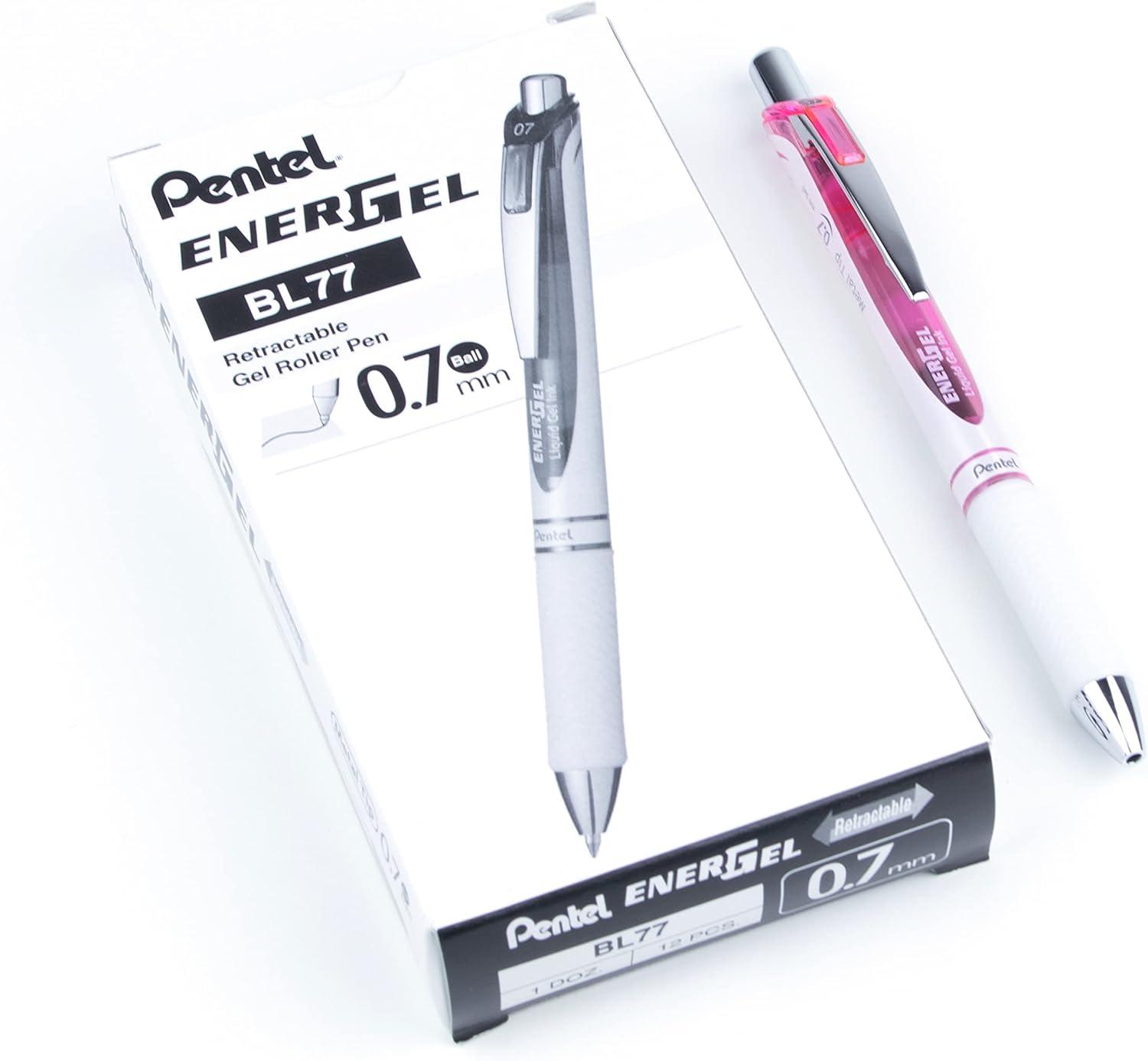 imagePentel EnerGel Pearl RTX Retractable Liquid Gel Pen 07mm Medium Line Needle Tip Assorted Ink Colors Pack of 4 BLN77WBP4MBlack